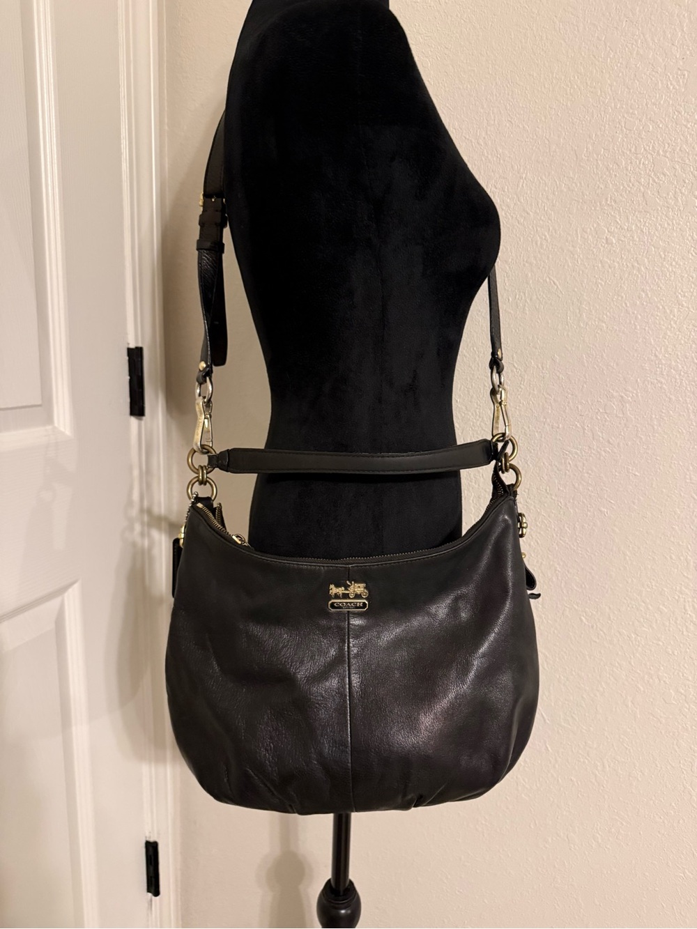 Coach Black Leather Hobo with Gold Hardware - Coach Madison